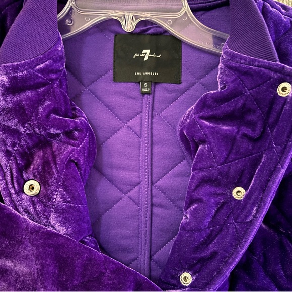 7 For All Mankind Quilted Velvet Bomber Jacket Size S - Picture 8 of 10
